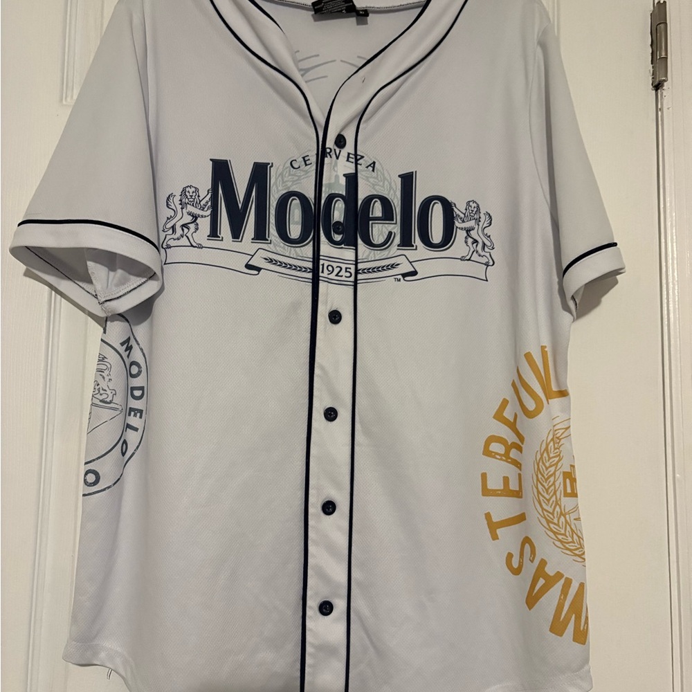 ModelCo White Jersey with Gold and Black Details